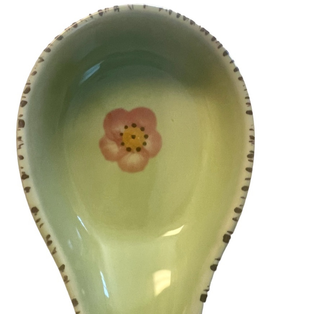Franciscan Flora Spoon Rest Green and Pink Floral Desert Rose Earthenware - Picture 4 of 7